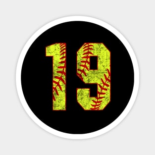 Fastpitch Softball Number 19 #19 Softball Shirt Jersey Uniform Favorite Player Biggest Fan Magnet